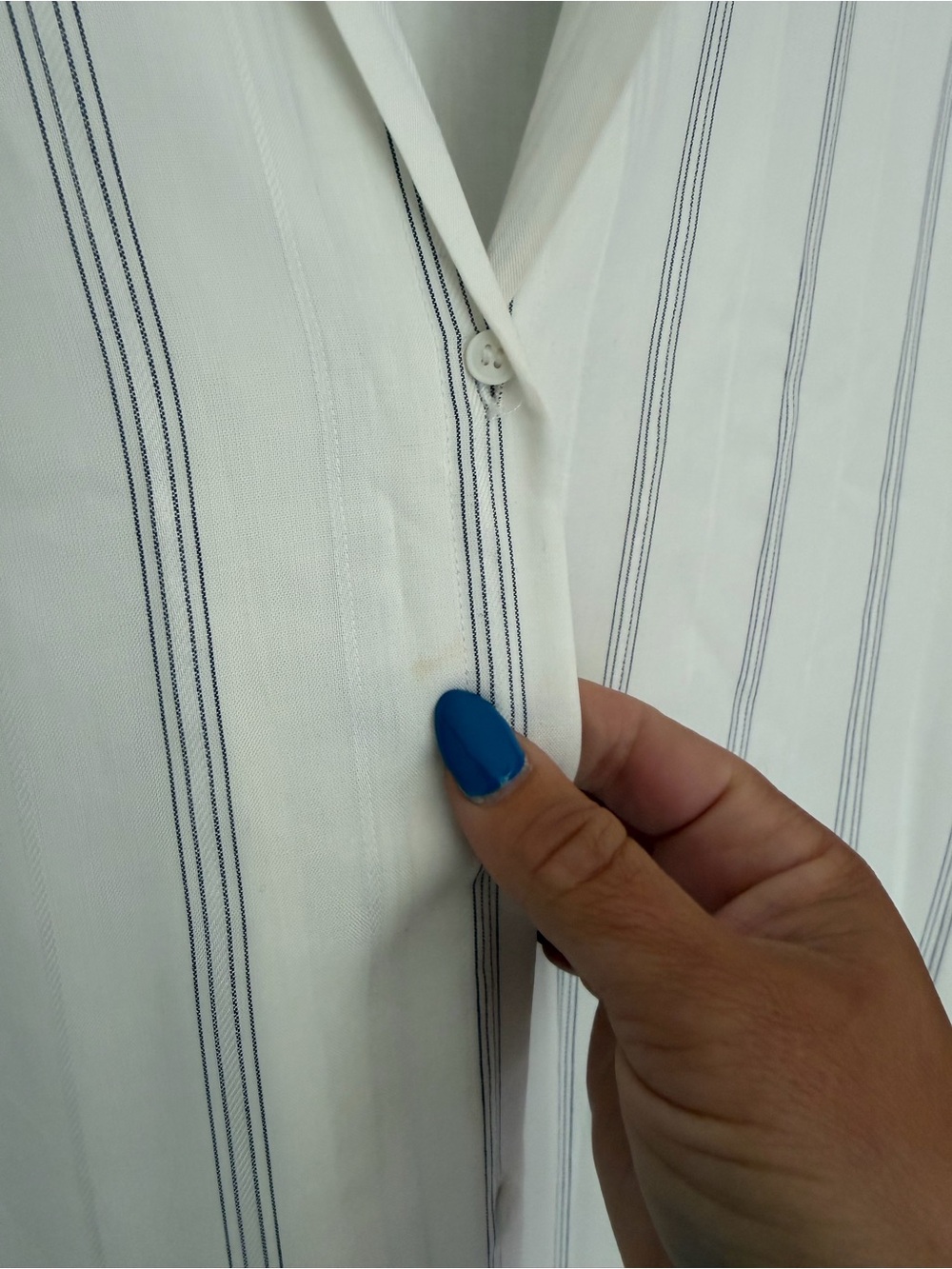 Gentle Fawn "Kaysey" Navy White Pinstripe Lightweight Button Down Shirt Dress - Picture 11 of 17